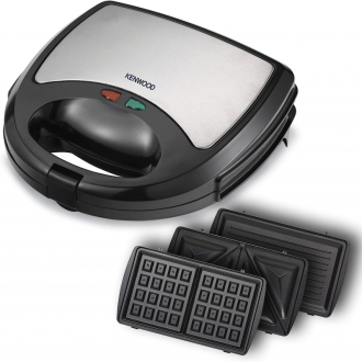 Kenwood Sandwich Maker 3 In 1 Sandwich Grill/Griddle Waffle Dual Plate Press For Toasties Easy To Use & Clean Non-Stick Plates Compact Size Bread Toaster SMM01.A0BK