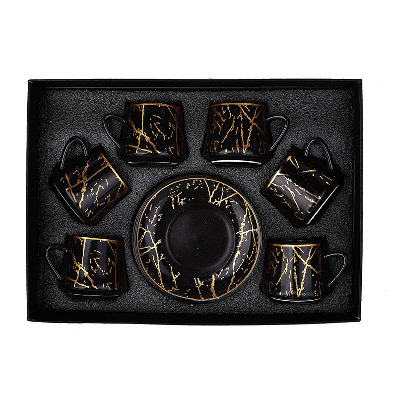 Nadstar Porcelain Cup &Amp; Saucer Golden Print Tea Coffee Cups 0030-1/2 4 Nadstar Porcelain Cup &Amp; Saucer Golden Print Tea Coffee Cups 0030-1/2