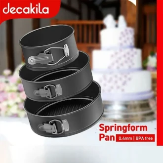 Decakila Spring Foam 3Pcs Nonstick Cake Pans Leakproof Round Cake Pan Set Bakeware Cheesecake Pan KMTT078B