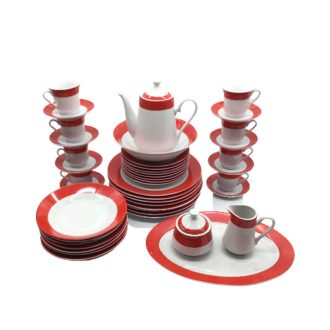Nadstar Dinner Set 47pcs Porcelain Dark Red RSPD002