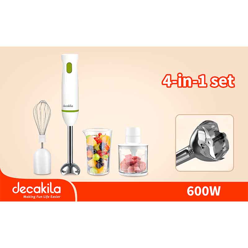 Decakila Hand Blender 4 In1 Multifunction 600W Chopper Bowl 350Ml With Mixer &Amp; Cup With 1 350Ml Chopper Bowl With 1 Whisk With 1 Measuring Cup Kejb038W 2 Decakila Hand Blender 4 In1 Multifunction 600W Chopper Bowl 350Ml With Mixer &Amp; Cup With 1 350Ml Chopper Bowl With 1 Whisk With 1 Measuring Cup Kejb038W
