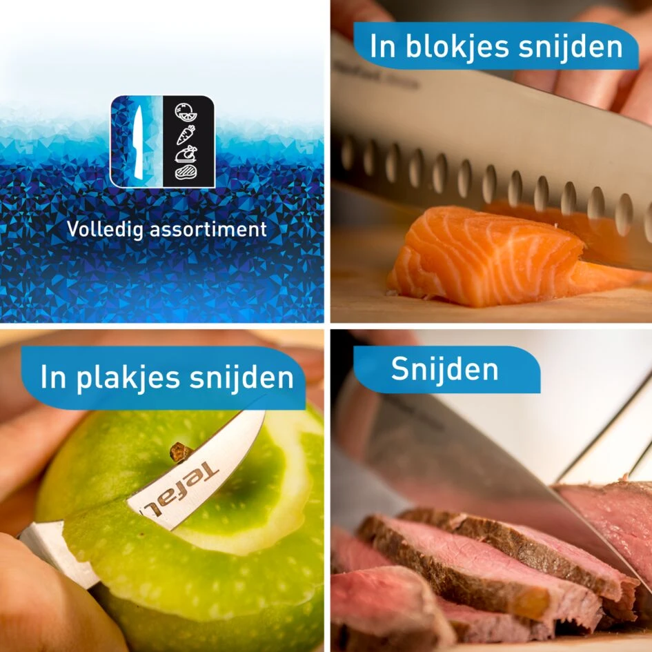 Tefal Ice Force Wooden Block With 5 Slots And 5 Knives: Bread Knife 20 Cm / Chef Knife 20 Cm / Santoku Knife 18 Cm / Paring Knife 11 Cm / Carving Knife 9 Cm K232S574 6 Tefal Ice Force Wooden Block With 5 Slots And 5 Knives: Bread Knife 20 Cm / Chef Knife 20 Cm / Santoku Knife 18 Cm / Paring Knife 11 Cm / Carving Knife 9 Cm K232S574