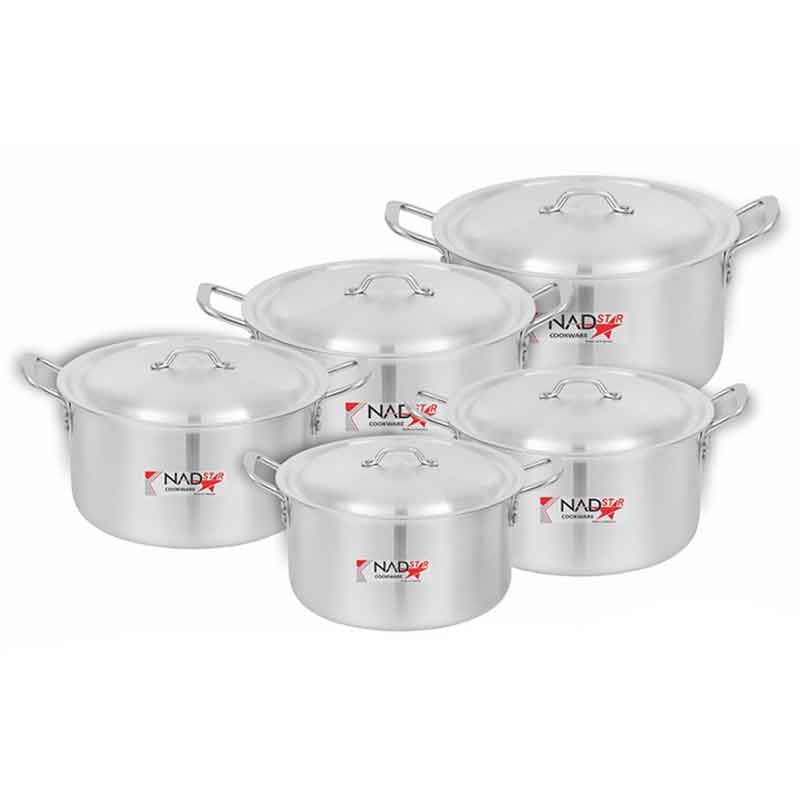 Nadstar Cookware Set 5Pcs Set With Lid &Amp; Handle Metal Finish Sufuria 4L 5.5L 7L 9L 12L 2X6 1 Nadstar Cookware Set 5Pcs Set With Lid &Amp; Handle Metal Finish Sufuria 4L 5.5L 7L 9L 12L 2X6