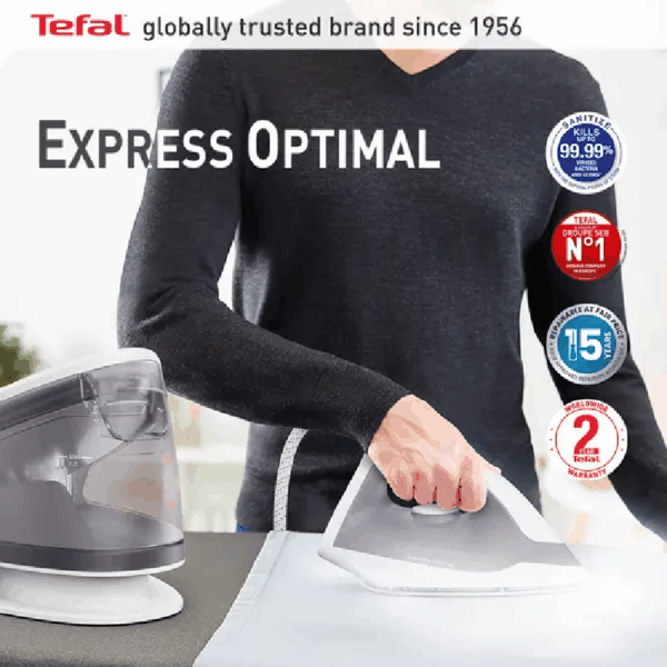 Tefal Express Optimal Steam Generator Iron 2200W With 1.2L Tank 1.6M Power Cord Ceramic Soleplate Sv4111G0