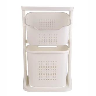Nadstar Storage Basket 2 Deck Bathroom Clothes Storage Basket Multi-layer Universal Wheel Rack Grocery Organizer K998-3A