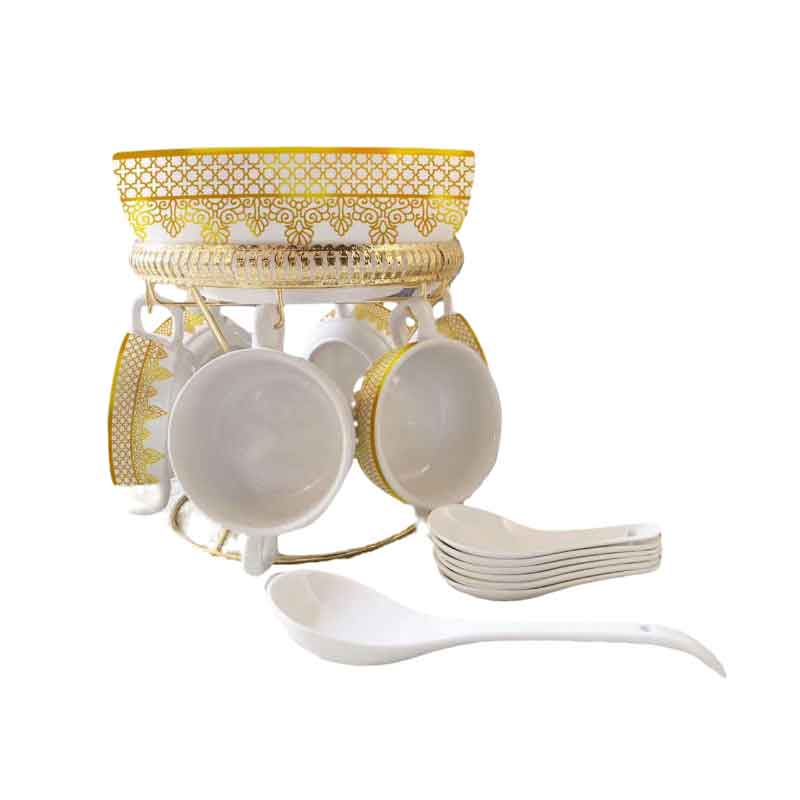 Nadstar Ceramic Soup Set With Soup Cups/Bowls Made Of Porcelain Food Serving 921-13 1 Nadstar Ceramic Soup Set With Soup Cups/Bowls Made Of Porcelain Food Serving 921-13