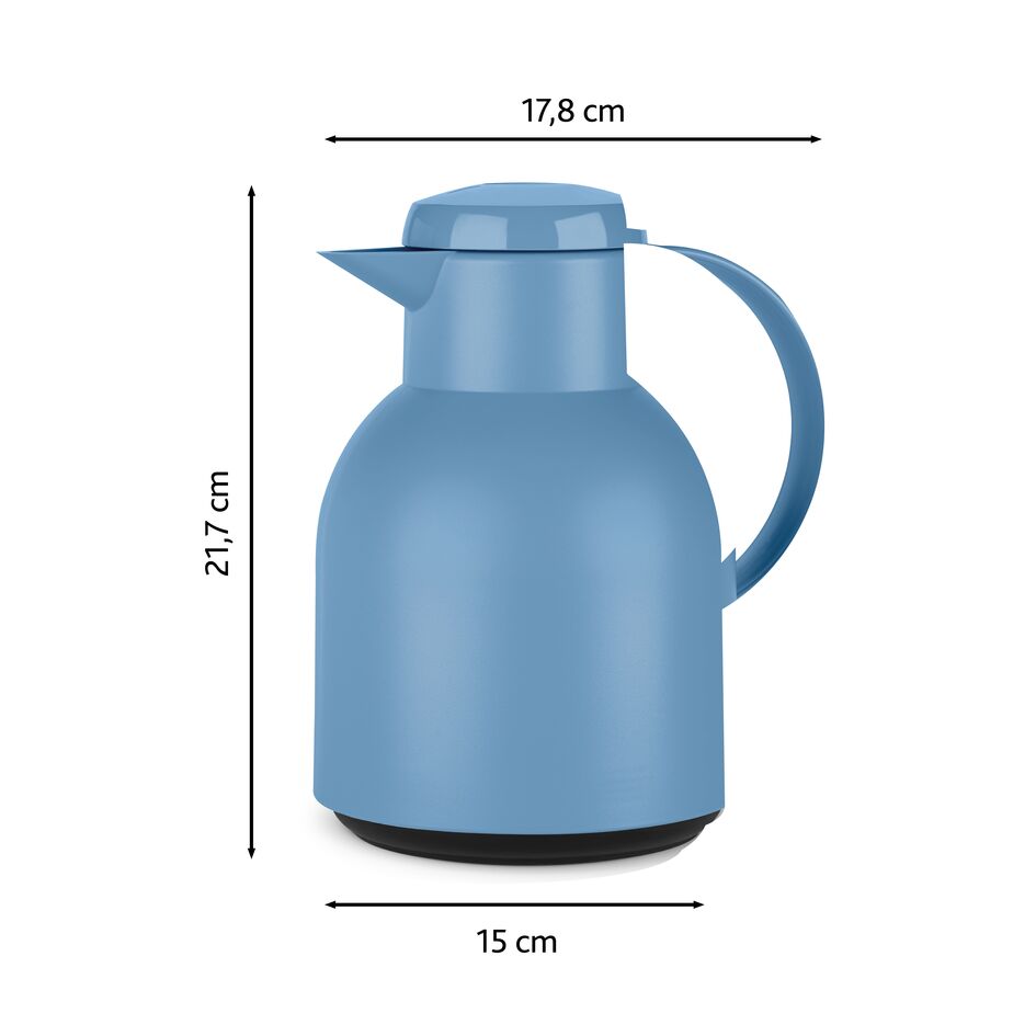 Tefal Samba Jug 1 Liter Blue Isothermal Jug Translucent Vacuum Flask Plastic-Polypropylenex (Pp) Glass Liner K3035312 F4010110