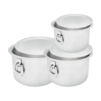 Nadstar Aluminium Sufuria 3pcs with Lid & Handle 50L 55L 65L Cookware Set Tope Cooking Pot for Commercial Use - Gauge 8 Kitchen Heavy Duty Tapela