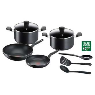 Tefal Super Cook Cookware Set 9PCS Non Stick Thermo Signal 100% Safe Aluminium Frying Pan & Cooking Pot Kitchen Utensil Set B459S984