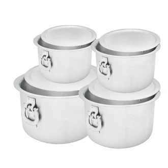 Nadstar Aluminium Sufuria 4pcs with Lid & Handle 75L 85L 100L 110L Cookware Set Tope Cooking Pot for Commercial Use - Gauge 7 Kitchen Heavy Duty Tapela
