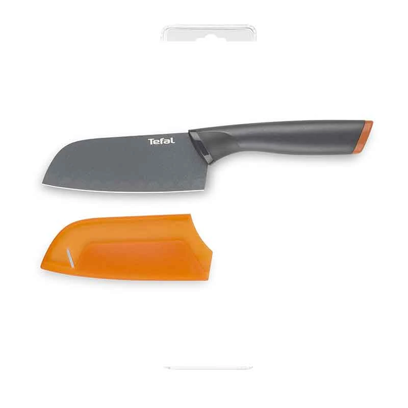 Tefal Fresh Kitchen Santoku Knife With Cover 12Cm Titanium Non Stick Coating Ideal For Slicing &Amp; Chopping All Types Of Food High Performance Stainless Steel K1220104 2 Tefal Fresh Kitchen Santoku Knife With Cover 12Cm Titanium Non Stick Coating Ideal For Slicing &Amp; Chopping All Types Of Food High Performance Stainless Steel K1220104