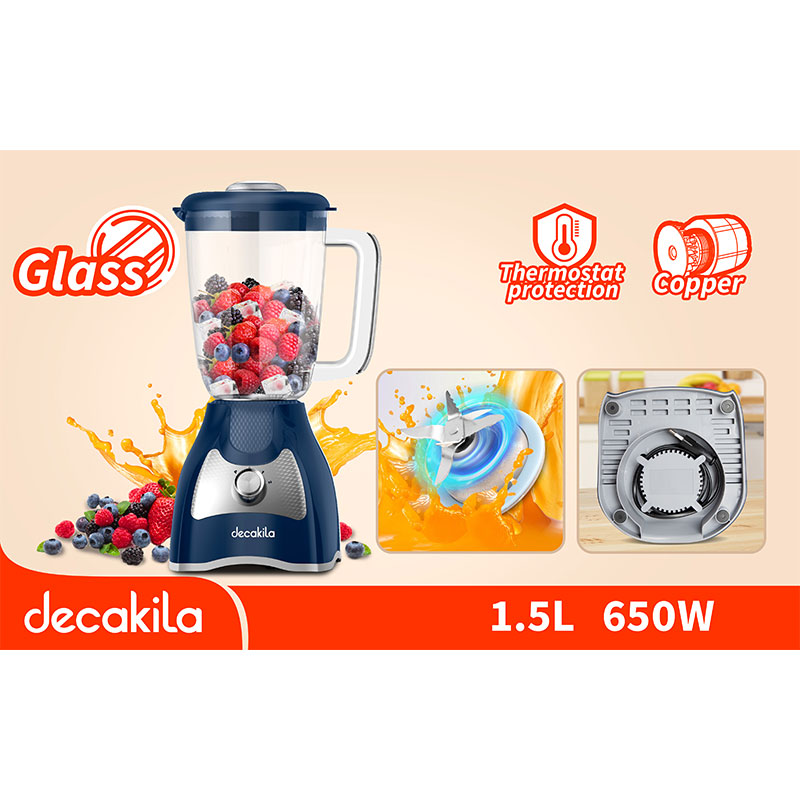 Decakila Blender 650W Capacity 1.5L Jug 2 Speed With Pulse Ss Blade Mixer 6-Bladed Stainless Steel Blade Kejb045L 2 Decakila Blender 650W Capacity 1.5L Jug 2 Speed With Pulse Ss Blade Mixer 6-Bladed Stainless Steel Blade Kejb045L