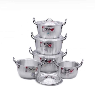 Nadstar Cookware Set 5Pcs Set With Lid & Handle Metal Finish Sufuria Delish Modern Handles Hygienic 3x7