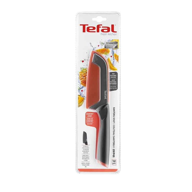 Tefal Fresh Kitchen Santoku Knife With Cover 12Cm Titanium Non Stick Coating Ideal For Slicing &Amp; Chopping All Types Of Food High Performance Stainless Steel K1220104 4 Tefal Fresh Kitchen Santoku Knife With Cover 12Cm Titanium Non Stick Coating Ideal For Slicing &Amp; Chopping All Types Of Food High Performance Stainless Steel K1220104