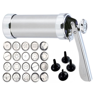 Cookie Press with Nozzles & Decorating Plates 20 Different Types of Jalies Murukku Maker/Bhujiya Maker/Cookies/Namkeen/Noodles/Chakali Maker/Sev Maker/Farsan Maker/Gathiya Maker