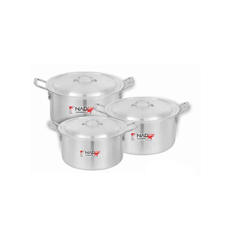 Nadstar Cookware Set 3Pcs Set With Lid &Amp; Handle Metal Finish Sufuria 1.5L 2.5L 4L 0X2 1 Nadstar Cookware Set 3Pcs Set With Lid &Amp; Handle Metal Finish Sufuria 1.5L 2.5L 4L 0X2