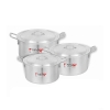 Nadstar Cookware Set 3Pcs Set With Lid & Handle Metal Finish Sufuria 5.5L 7L 9L 3x5