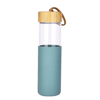 Glass Bottle 650ML Water Bottle Reusable Bottle with Bamboo Lid & Cover 9113-650