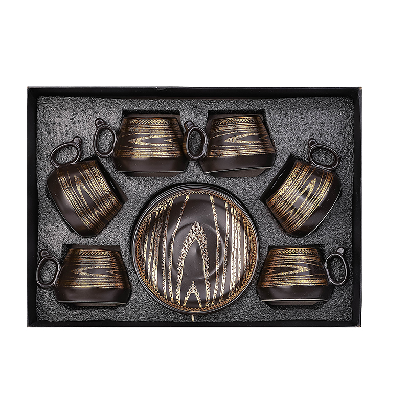 Nadstar Porcelain Cup &Amp; Saucer Golden Print Tea Coffee Cups 0031-1/2 6 Nadstar Porcelain Cup &Amp; Saucer Golden Print Tea Coffee Cups 0031-1/2