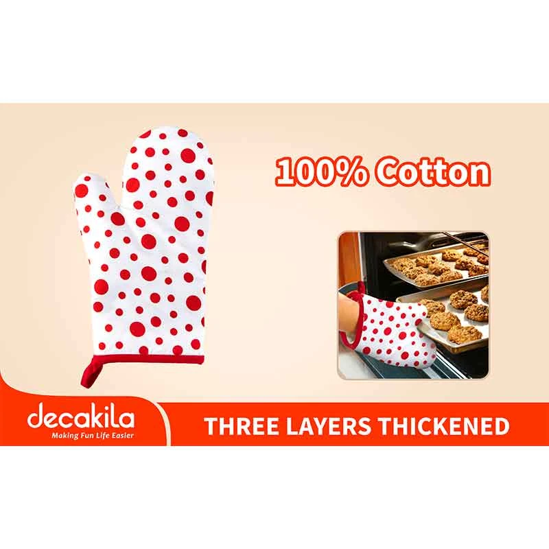 Decakila Cotton Oven Mitts 3 Layer Thickened Oven Gloves Cotton-Linen Thermal Insulation Silicone Oven Mitts Thick For Safe Cooking Baking Kmtt055R 2 Decakila Cotton Oven Mitts 3 Layer Thickened Oven Gloves Cotton-Linen Thermal Insulation Silicone Oven Mitts Thick For Safe Cooking Baking Kmtt055R