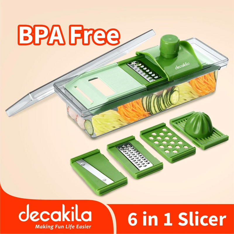Decakila Manual Vegetable Grater 6In1 - Ss Blade Easy To Use Safety Design Veggie Chopper Onion Chopper Vegetable Chopper With Container Mandoline Slicer Kmtt083W 4 Decakila Manual Vegetable Grater 6In1 - Ss Blade Easy To Use Safety Design Veggie Chopper Onion Chopper Vegetable Chopper With Container Mandoline Slicer Kmtt083W