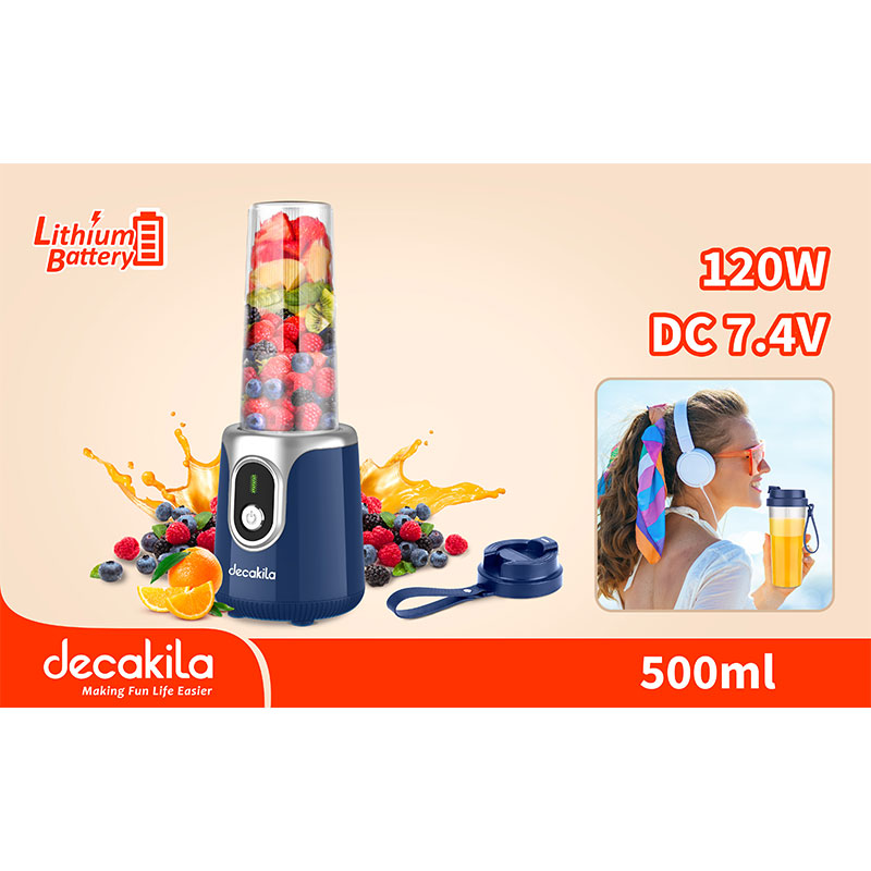 Decakila Portable Blender 120W 7.4V Cordless 500Ml 2 Bladed Stainless Steel Blade Anti-Slip Handshake Design With 1 Usb Charging Line Kmjb022L 2 Decakila Portable Blender 120W 7.4V Cordless 500Ml 2 Bladed Stainless Steel Blade Anti-Slip Handshake Design With 1 Usb Charging Line Kmjb022L
