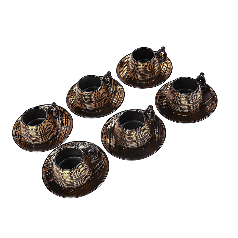 Nadstar Porcelain Cup &Amp; Saucer Golden Print Tea Coffee Cups 0031-1/2 8 Nadstar Porcelain Cup &Amp; Saucer Golden Print Tea Coffee Cups 0031-1/2