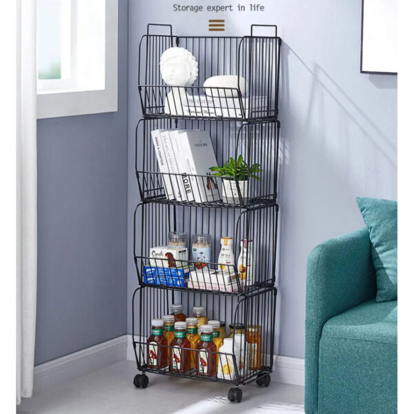Nadstar Storage Rack Stainless Steel 3 Layers With Wheels Kitchen Standing Storage Rack Hp22-029H