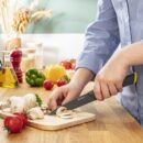 Tefal Fresh Kitchen Santoku Knife With Cover 12cm Titanium Non Stick Coating Ideal For Slicing & Chopping All Types of Food High Performance Stainless Steel K1220104