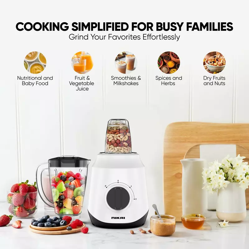 Nikai Blender 1.5L 450W 2 In 1 Unbreakable Pc Jar 3 Speeds Stainless Blades Easy To Clean Detachable Parts Perfect For Blending And Grinding - Nb2511Ax 5 Nikai Blender 1.5L 450W 2 In 1 Unbreakable Pc Jar 3 Speeds Stainless Blades Easy To Clean Detachable Parts Perfect For Blending And Grinding - Nb2511Ax