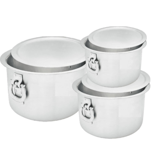 Nadstar Aluminium Sufuria 3pcs with Lid & Handle 210L 250L 300L Cookware Set Tope Cooking Pot for Commercial Use - Gauge 6 Kitchen Heavy Duty Tapela