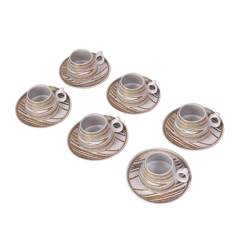 Nadstar Porcelain Cup &Amp; Saucer Golden Print Tea Coffee Cups 0031-1/2 4 Nadstar Porcelain Cup &Amp; Saucer Golden Print Tea Coffee Cups 0031-1/2