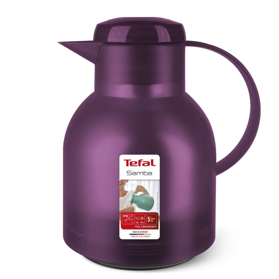 Tefal Samba Jug 1 Liter Aubergine Isothermal Jug Translucent Vacuum Flask Plastic-Polypropylenex (Pp) Glass Liner K3035312 1 Tefal Samba Jug 1 Liter Aubergine Isothermal Jug Translucent Vacuum Flask Plastic-Polypropylenex (Pp) Glass Liner K3035312