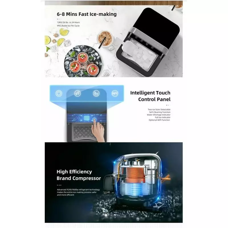 Digiwave Ice Maker 15Kg Rapid Cooling Energy Saving Quiet Operation Touch Panel Dw-Icm2022 6 Digiwave Ice Maker 15Kg Rapid Cooling Energy Saving Quiet Operation Touch Panel Dw-Icm2022