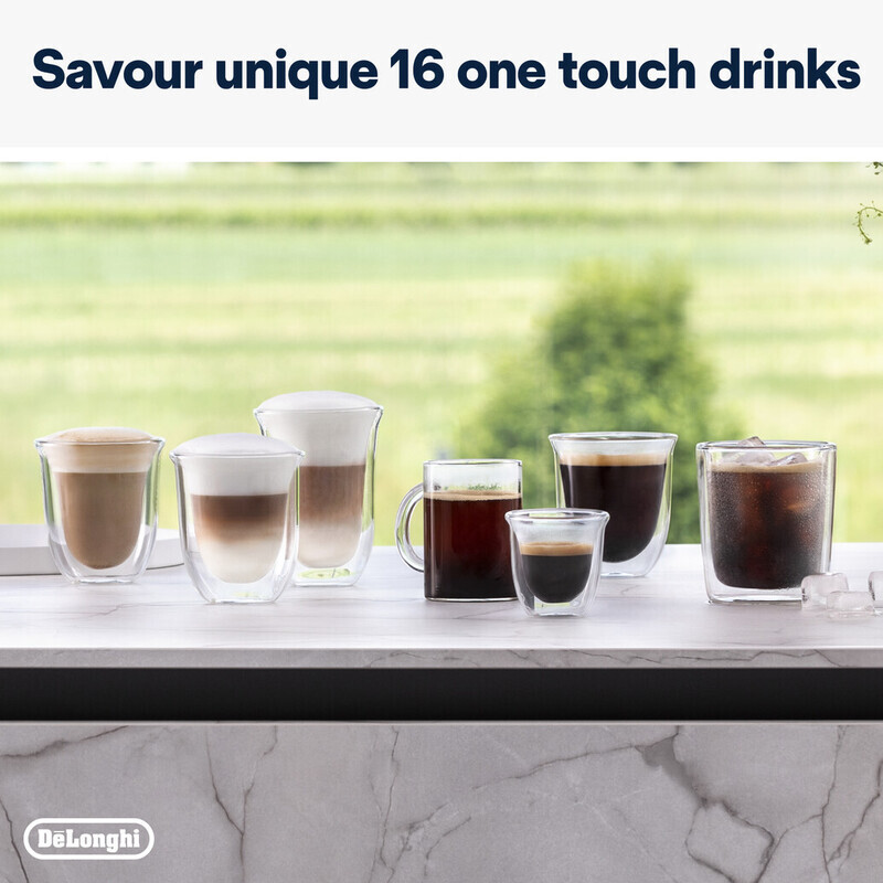 Delonghi Expresso Maker Fully Automatic 1.4L Water Tank 19 Pump Pressure Bar 1450W Exam440.55.G - Automatic Machine Traditional Milk Frother Soft Control Panel 8 De'Longhi Rivelia Fully Automatic Coffee Machine With Lattecrema Hot, Automatic Milk Frother, Compact Size Bean To Cup Coffee Machine, 16 Recipes, Full Touch Colored Display, Exam440.55.G