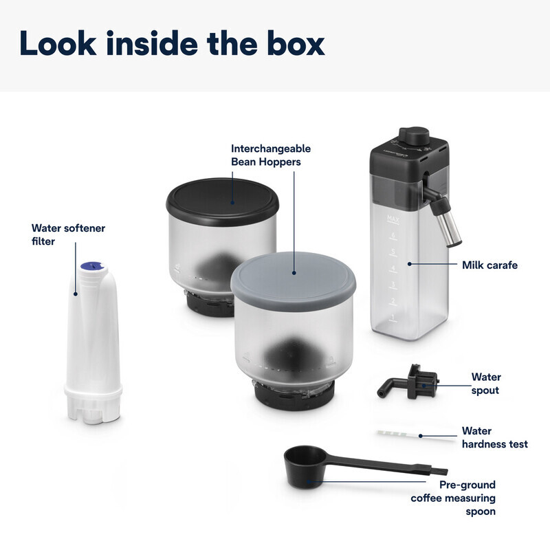 Delonghi Expresso Maker Fully Automatic 1.4L Water Tank 19 Pump Pressure Bar 1450W Exam440.55.G - Automatic Machine Traditional Milk Frother Soft Control Panel 5 De'Longhi Rivelia Fully Automatic Coffee Machine With Lattecrema Hot, Automatic Milk Frother, Compact Size Bean To Cup Coffee Machine, 16 Recipes, Full Touch Colored Display, Exam440.55.G