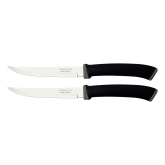 Tramontina Felice Barbecue Knife 5'' Stainless Steel Blades, Microserrated Edge and Black Polypropylene Handles 2pc Set 23494/205