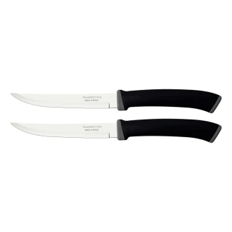 Tramontina Felice Barbecue Knife 5'' Stainless Steel Blades, Microserrated Edge and Black Polypropylene Handles 2pc Set 23494/205
