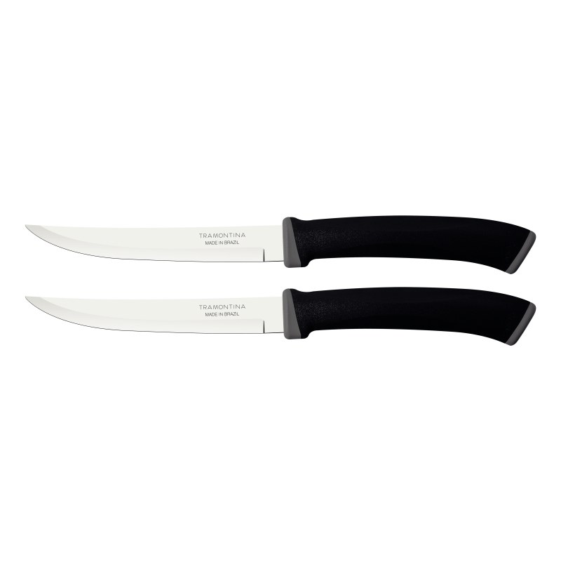 Tramontina Felice Barbecue Knife 5'' Stainless Steel Blades, Microserrated Edge And Black Polypropylene Handles 2Pc Set 23494/205 2 Tramontina Felice Barbecue Knife 5'' Stainless Steel Blades, Microserrated Edge And Black Polypropylene Handles 2Pc Set 23494/205