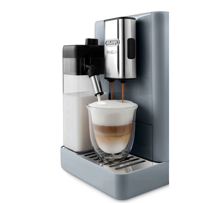 Delonghi Expresso Maker Fully Automatic 1.4L Water Tank 19 Pump Pressure Bar 1450W Exam440.55.G - Automatic Machine Traditional Milk Frother Soft Control Panel 4 De'Longhi Rivelia Fully Automatic Coffee Machine With Lattecrema Hot, Automatic Milk Frother, Compact Size Bean To Cup Coffee Machine, 16 Recipes, Full Touch Colored Display, Exam440.55.G
