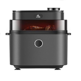 Evvoli Air Fryer 8L Digital Control Panel Display, 8 Preset Programs with Juicy and Crisper Plate and Water Tank1650W Black EVKA-AF8008D