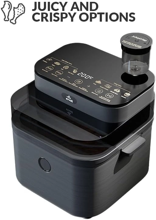 Evvoli Air Fryer 8L Digital Control Panel Display, 8 Preset Programs With Juicy And Crisper Plate And Water Tank1650W Black Evka-Af8008D 4 Evvoli Air Fryer 8L Digital Control Panel Display, 8 Preset Programs With Juicy And Crisper Plate And Water Tank1650W Black Evka-Af8008D