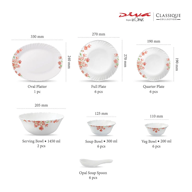 La Opala Dinner Set Aster Pink Classique 44 Pieces Lp044 4 La Opala Dinner Set Aster Pink Classique 44 Pieces Lp044