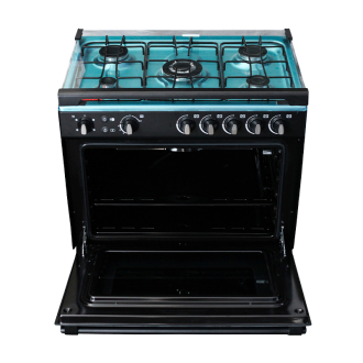 Delta Gas Cookers 80x55cm Gas Oven & Grill 5 Gas Burner Black Silver Steel DGC50B