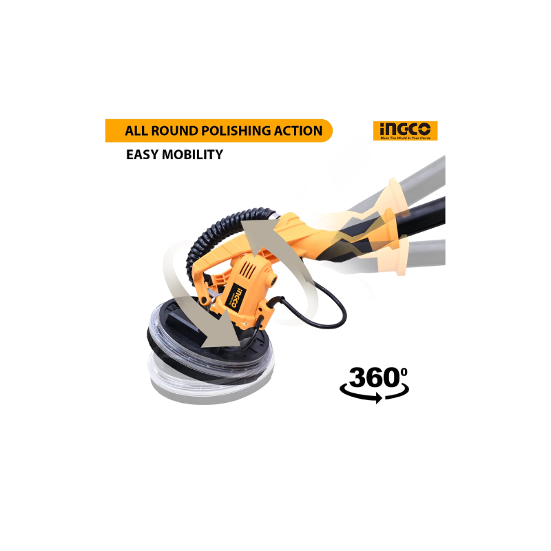 Ingco Drywall Sander 1050W With Integrated Work Light, 12Pcs Sand Papers Dws10501 5 Ingco Drywall Sander 1050W With Integrated Work Light, 12Pcs Sand Papers Dws10501