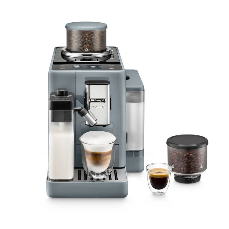 Delonghi Expresso Maker Fully Automatic 1.4L Water Tank 19 Pump Pressure Bar 1450W Exam440.55.G - Automatic Machine Traditional Milk Frother Soft Control Panel 1 De'Longhi Rivelia Fully Automatic Coffee Machine With Lattecrema Hot, Automatic Milk Frother, Compact Size Bean To Cup Coffee Machine, 16 Recipes, Full Touch Colored Display, Exam440.55.G