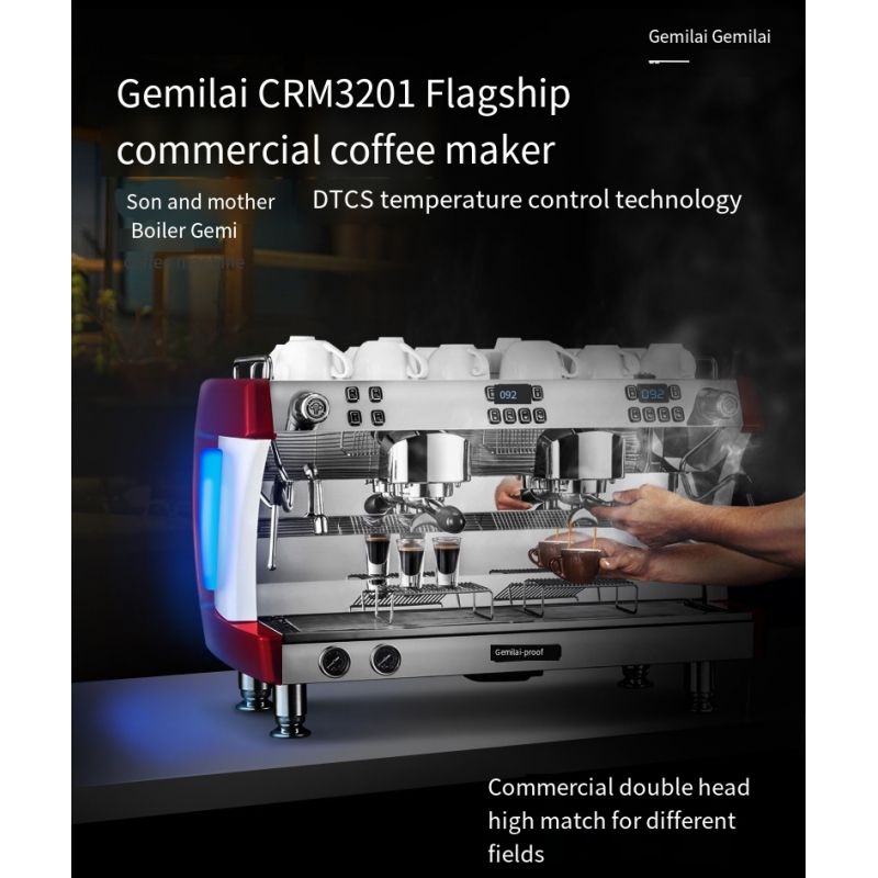 Gemilai Commercial Coffee &Amp; Espresso Machine Double Head 7 Gemilai Commercial Coffee &Amp; Espresso Machine Double Head