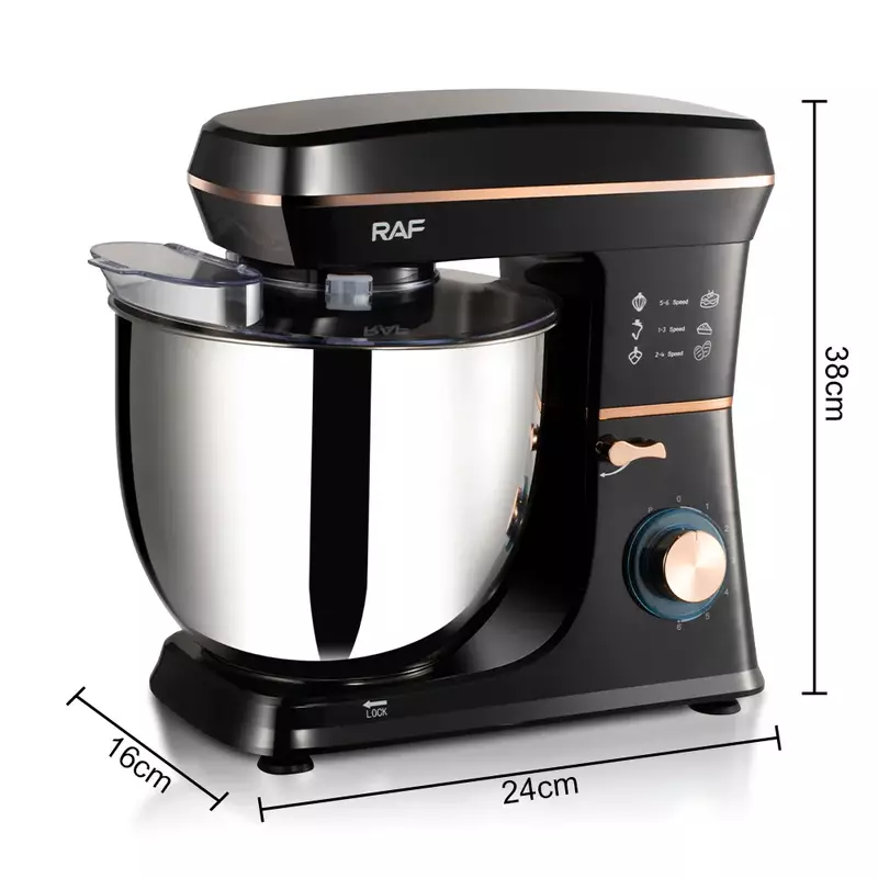 Raf Stand Mixer 10L 1800W Dry Anti Splash Protection, Speeds With Pulse Function, R.6673 2 Raf Stand Mixer 10L 1800W Dry Anti Splash Protection, Speeds With Pulse Function, R.6673
