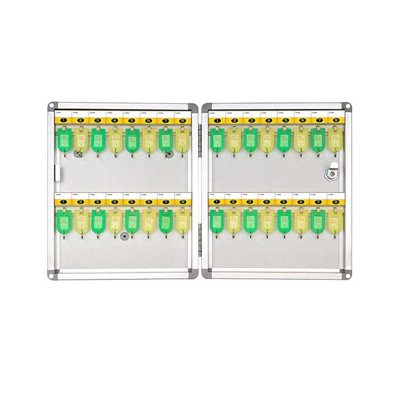 Defelom Key Box Aluminium Cabinet With Key Lock 32 Keys (Keychains Not Included) 1 Defelom Key Box Aluminium Cabinet With Key Lock 32 Keys (Keychains Not Included)