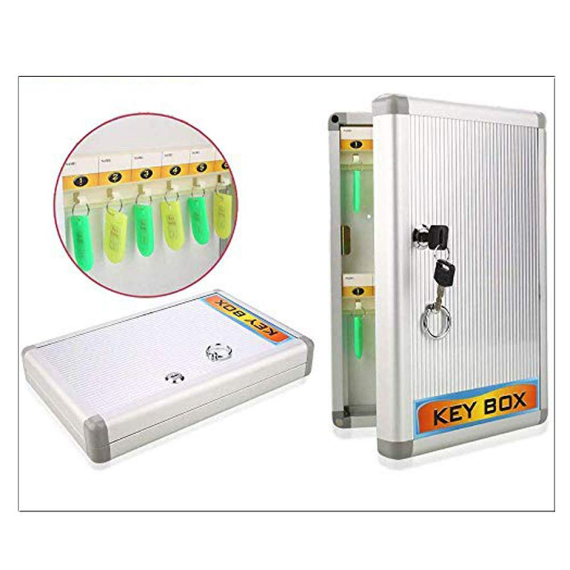 Defelom Key Box Aluminium Cabinet With Key Lock 32 Keys (Keychains Not Included) 6 Defelom Key Box Aluminium Cabinet With Key Lock 32 Keys (Keychains Not Included)